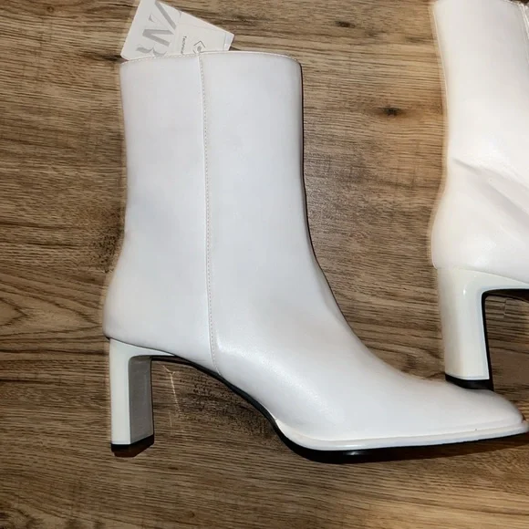 NEW!!! Zara White Vegan Leather Booties Size 42 - Picture 7 of 12